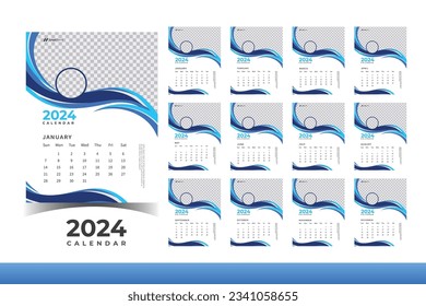 2024 Calendar Design Template, wall Calendar Design in Business Style