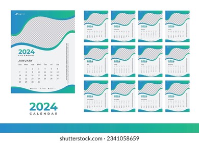 2024 Kalenderdesign-Vorlage, Wandkalendar-Design im Business Style
