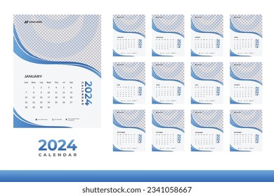 2024 Calendar Design Template, wall Calendar Design in Business Style