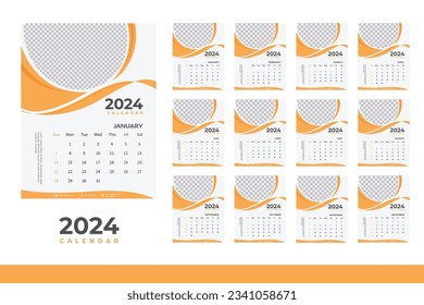 2024 Calendar Design Template, wall Calendar Design in Business Style