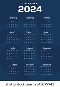 2024 Calendar design templates with simple background