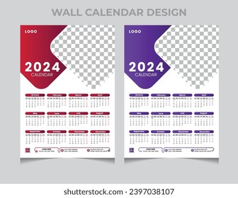 2024 Calendar Design Vector, Corporate Calendar Design