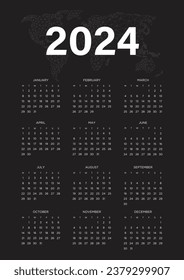 2024 calendar design vector. Print ready template.