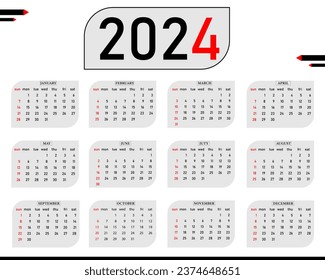 2024 calendar design vector stylish and minimal