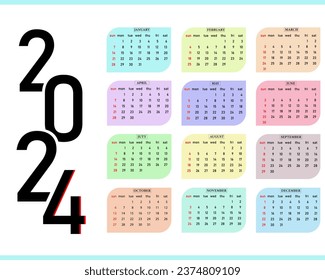 2024 calendar design vector stylish and minimal