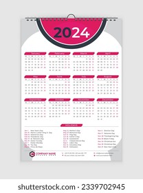 
Calendario 2024, Diseño del calendario, Calendario de pared, Calentador de pared de una página, vacaciones, Diseño del calendario con vacaciones, calendario, vacaciones nacionales,