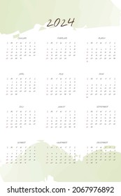 2024 Calendar Handwritten Font Gentle Abstract Stock Vector (Royalty ...