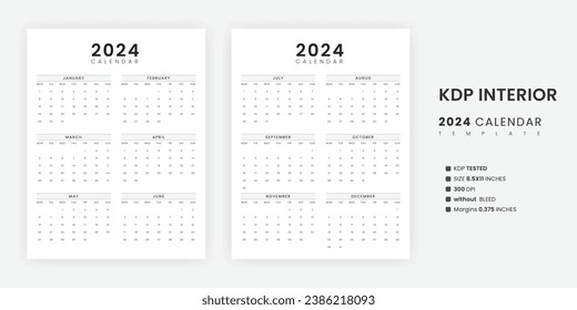 2024 Calendar with Holidays Printable. Simple Calendar Template 2024 (January to December), Printable Calendar 2024 Monthly