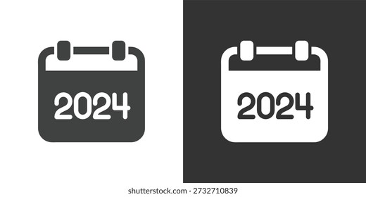 Conjunto de iconos de calendario 2024. Iconos de la serie de glifos sólidos