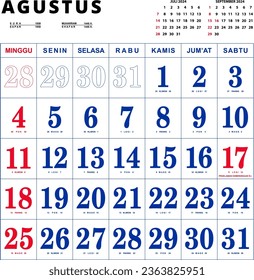 2024 Calendar with Javanese and Arabic dates