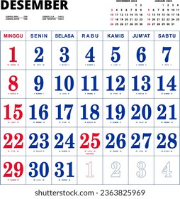2024 Calendar with Javanese and Arabic dates