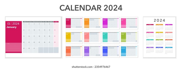 2024 calendar with joyful colors
