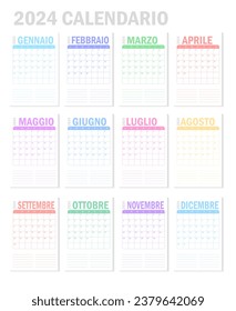 2024 calendar minimalist on italian language. Week start on monday.