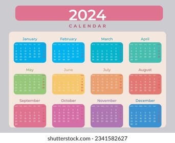 2024 calendar or New year calendar design templates
