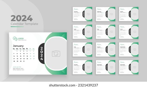 2024 calendar planner design template week start Sunday