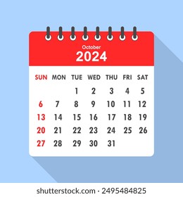 Ilustración de icono de sombra de calendario 2024