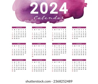 2024 calendar with simple colorful design