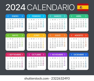 2024 calendar - Spanish Version - Vector Template