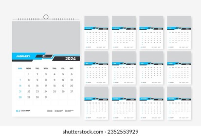 2024 calendar template, 12 page calendar design template 2024