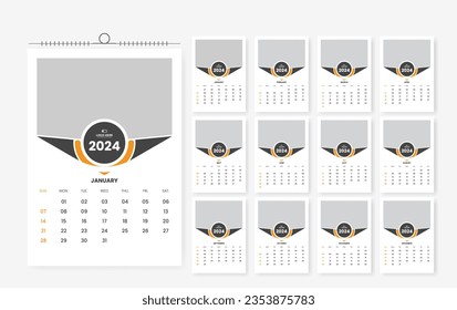 2024 calendar template, 12 page calendar design template 2024