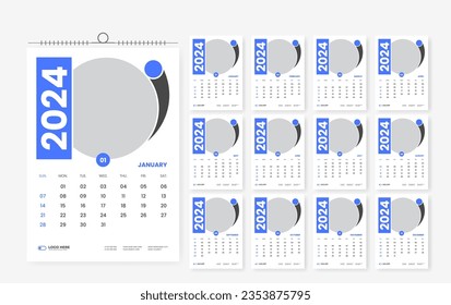 2024 calendar template, 12 page calendar design template 2024
