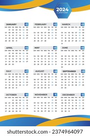 2024  calendar template a4 prtintable