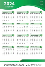 2024  calendar template a4 prtintable