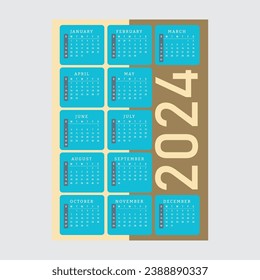 2024 Calendar Template Editable Vector	