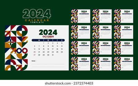 2024 calendar template with minimal style for new year