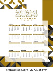 2024 calendar template with minimal style for new year