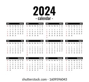 2024 Calendar Template On Wall Black Stock Vector (royalty Free 