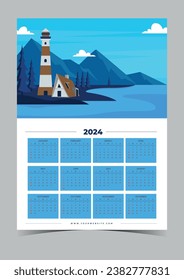 2024 Calendar template vector illustration.