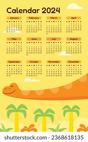 2024 Calendar template. 2024 Calendar year. vector illustration. The week starts on Monday. Annual calendar 2024 template. Calendar design. 2024 year template design.