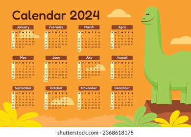2024 Calendar template. 2024 Calendar year. vector illustration. The week starts on Monday. Annual calendar 2024 template. Calendar design. 2024 year template design.