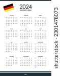 2024 calendar template. Yearly planner organizer for every day. Week starts on Monday, German