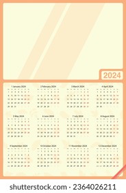 2024 calendar template.simple and minimalist