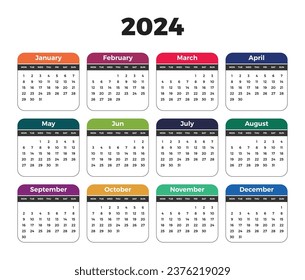 2024 calendar vector design template 