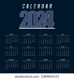 2024 Calendar Vector Template illustartion