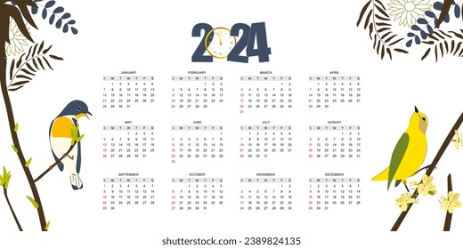 2024 Calendar Vector Template illustartion