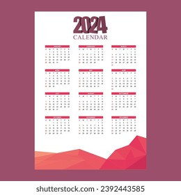 2024 Calendar Vector Template illustartion