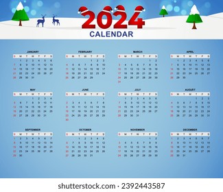2024 Calendar Vector Template illustartion