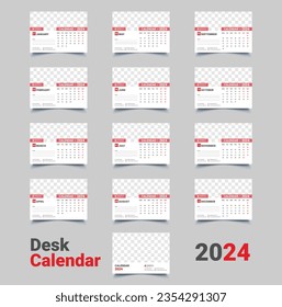 Ilustración vectorial del año natural 2024. la semana comienza el domingo, plantilla de diseño simple planificador, calendario de escritorio 2024 año, plantilla de calendario de pared 2024, medios impresos, publicidad