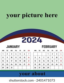 2024 Calendar year vector illustration.