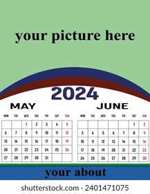 2024 Calendar year vector illustration.