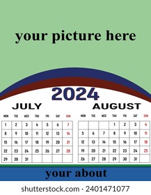 2024 Kalenderjahr, Vektorgrafik.