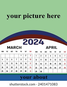2024 Calendar year vector illustration.