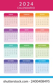 2024 calendario colorido en español