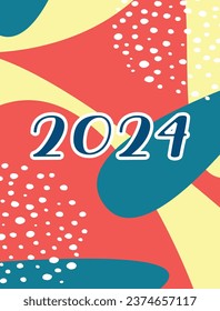 2024 card. Abstract Christmas vector pattern. Red and green style. Modern vector template for banner, cover, print, promotion, sale, greeting, web, page, header, landing, social media