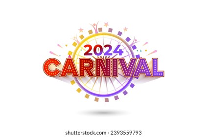 2024 Carnival typography design. Vector isolated poster banner concept.