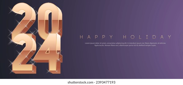 2024 celebrating banner 3d modern typography style